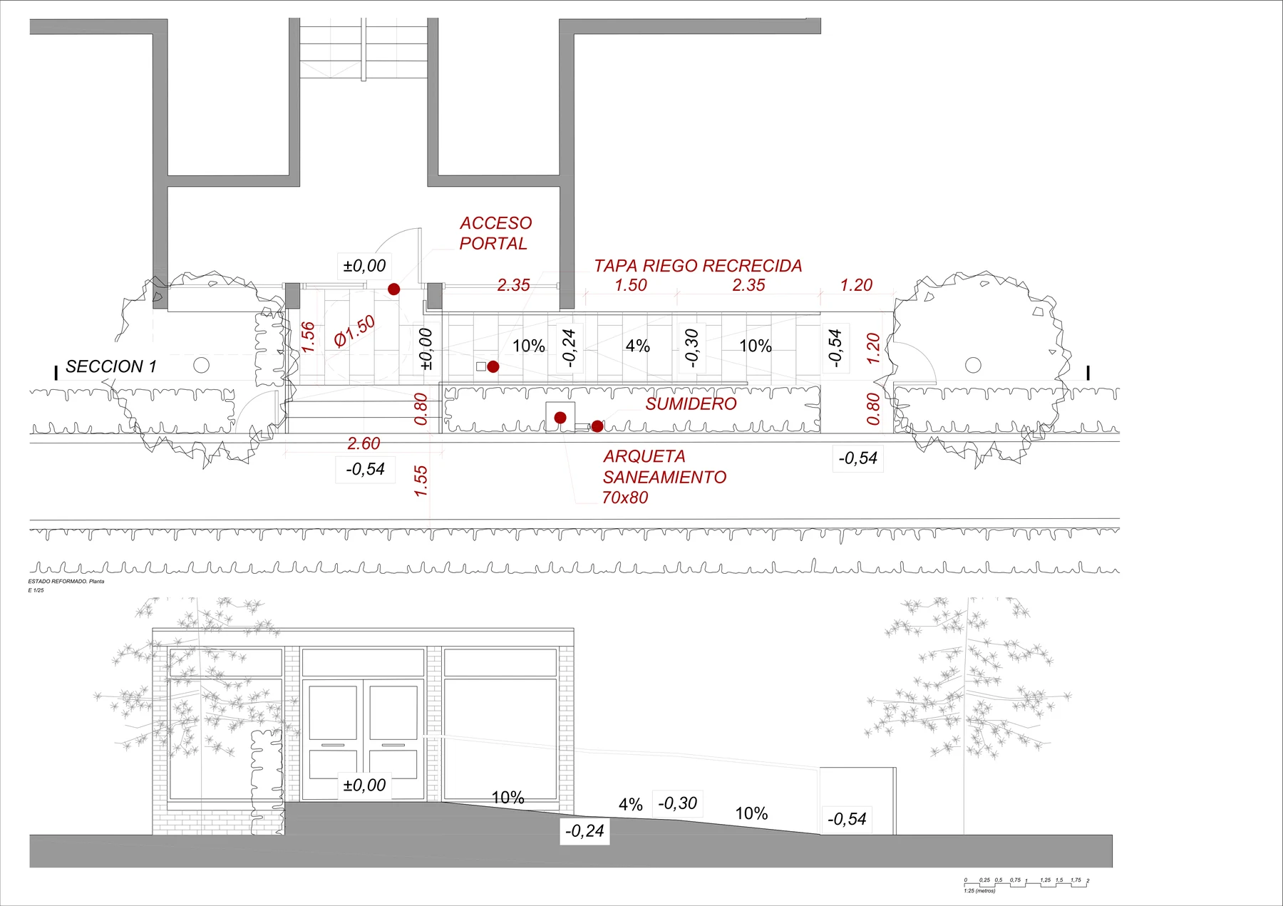 Plano de la propuesta reformada de la rampa de accesibilidad en Chimichagua 2.