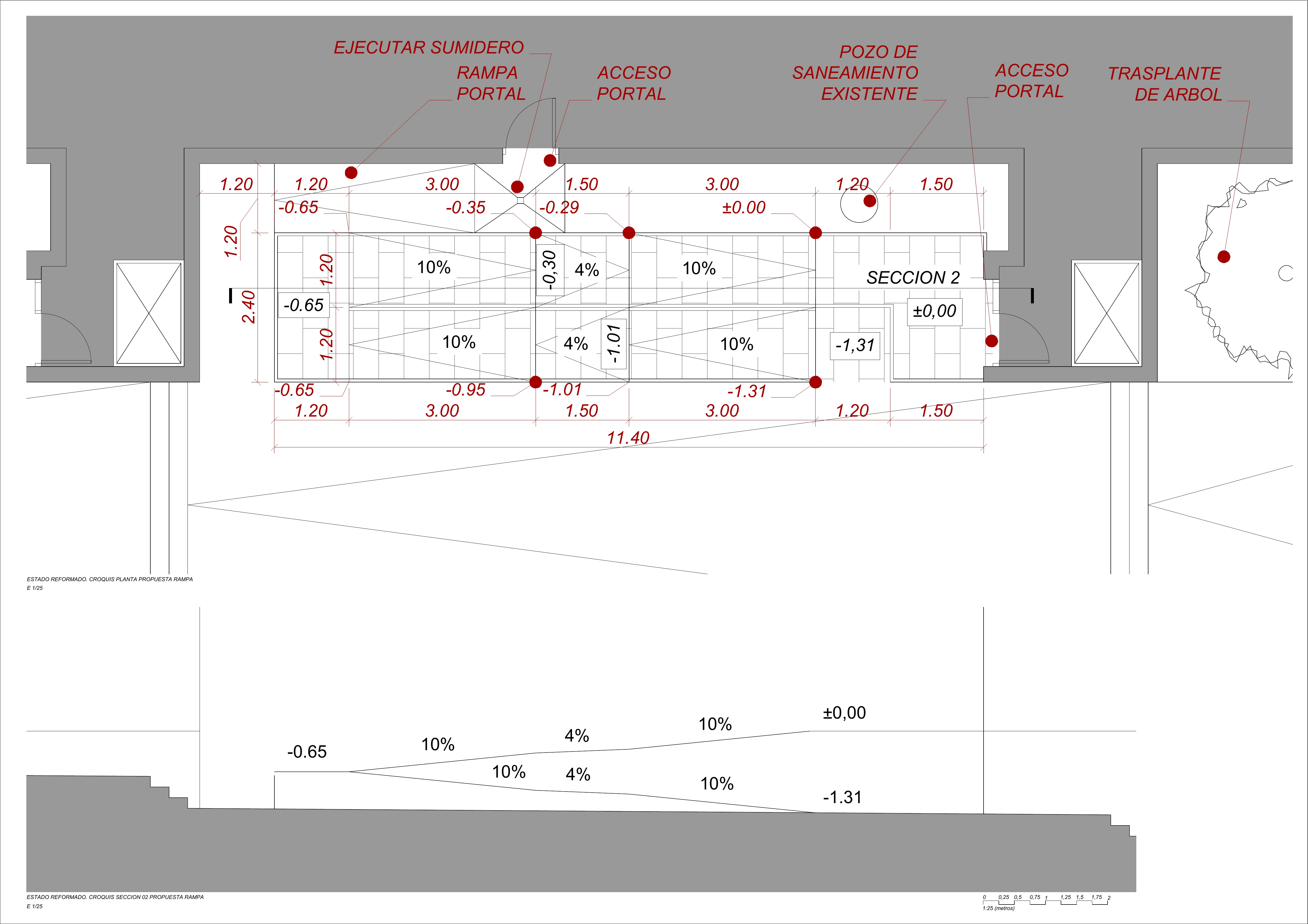 Plano de la propuesta reformada de la rampa de accesibilidad en Luruaco 11.