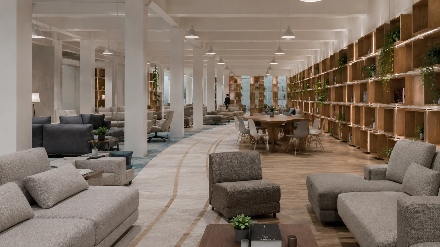 Interior de tienda de sofás Muebles Umbe en Bilbao